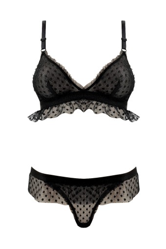 KOZA - Koza Star Of The Night Tüllü Sütyen Takımı - Siyah