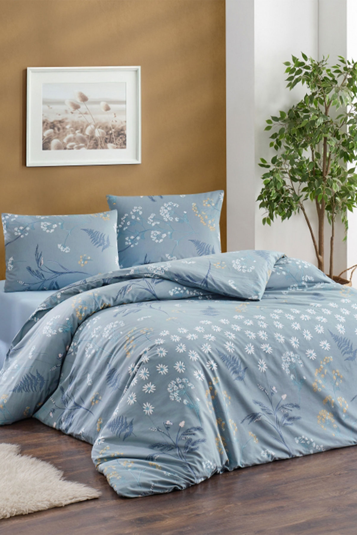 Kristal Nevresim Takımı Çift Kişilik Kapitone Papatya 200x220 Cm - Thumbnail
