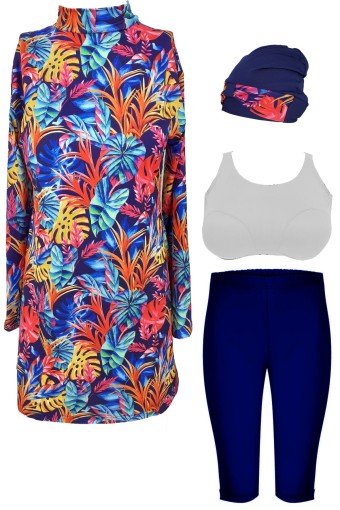 LADYTES - Ladytes Kadın Tam Kapalı Tesettür Mayo - Lacivert