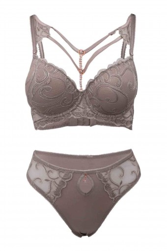LEJARDİN - Lejardin Kadın Fantezi Destekli Sütyen Külot Takım Dantelli (1)