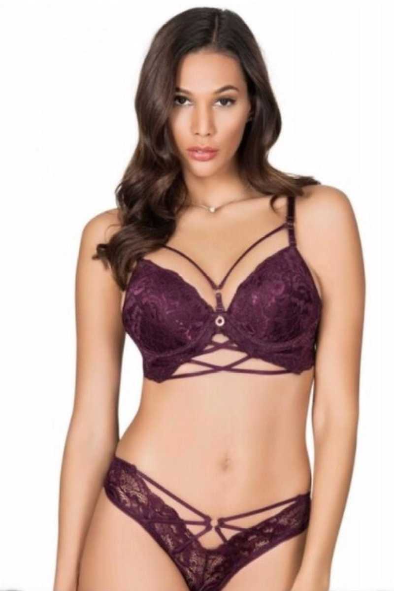 Lejardin Kadın Fantezi Destekli Sütyen Külot Takım Biye Şeritli Silikonlu Bralet - Thumbnail