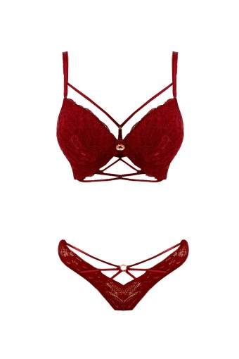 LEJARDİN - Lejardin Kadın Fantezi Destekli Sütyen Külot Takım Biye Şeritli Silikonlu Bralet