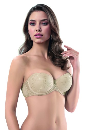 LEJARDİN - Lejardin Kadın Destekli Straplez Sütyen Push Up Dantel Kaplı