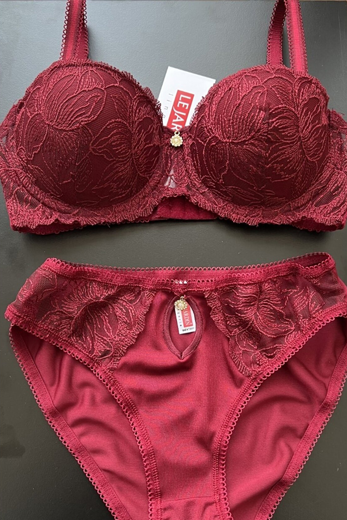 Lejardin Kadın Fantezi Destekli Sütyen Külot Takım Silikonlu Push Up - Thumbnail