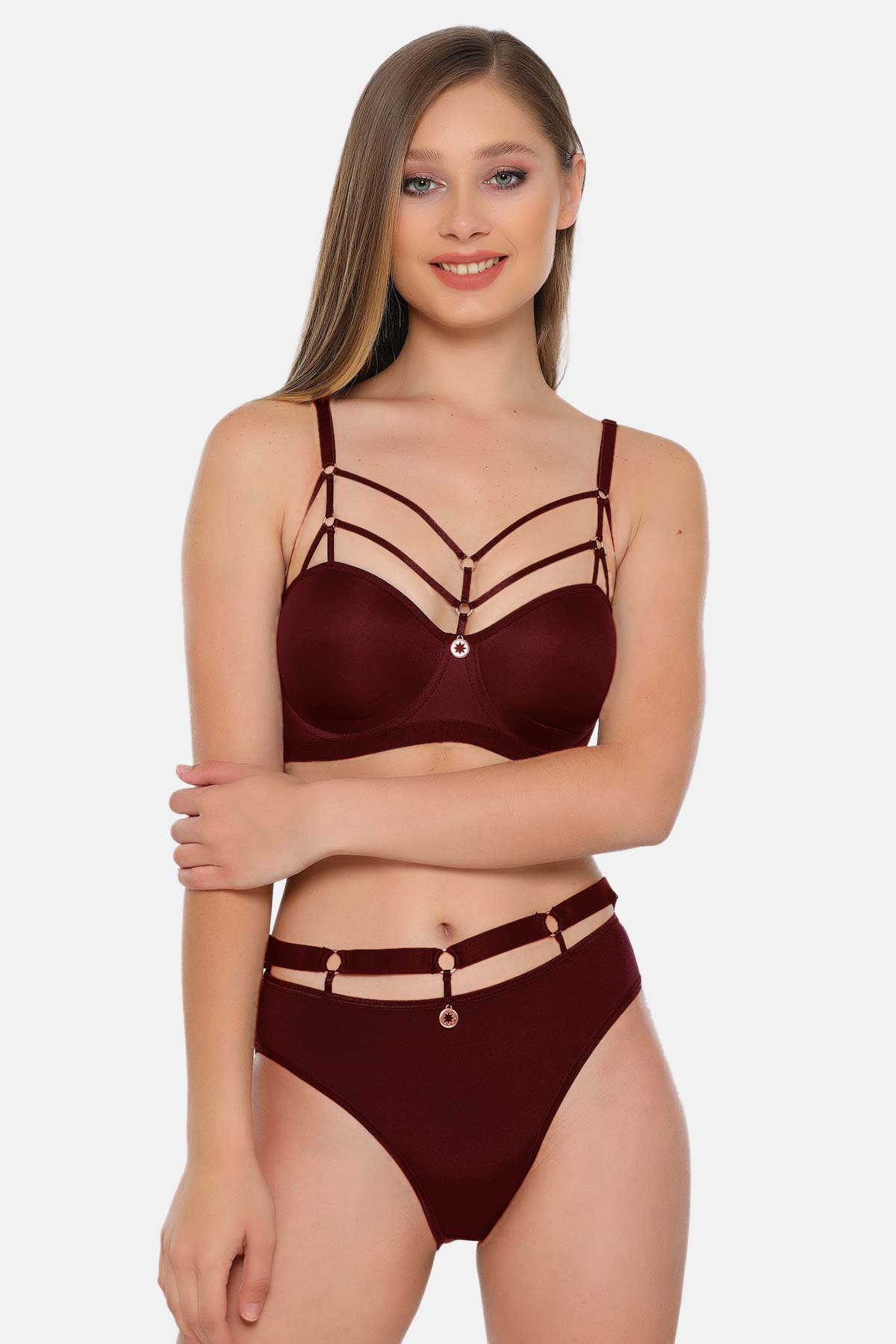 Lejardin Kadın Fantezi Desteksiz Sütyen Külot Takım Basic Cup - Thumbnail