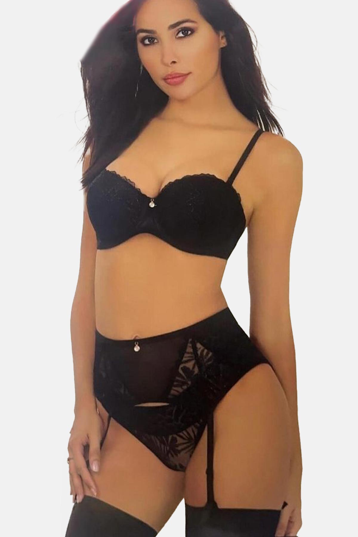 Lejardin Kadın Fantezi Jartiyer Takım Destekli Sütyen Push Up - Thumbnail