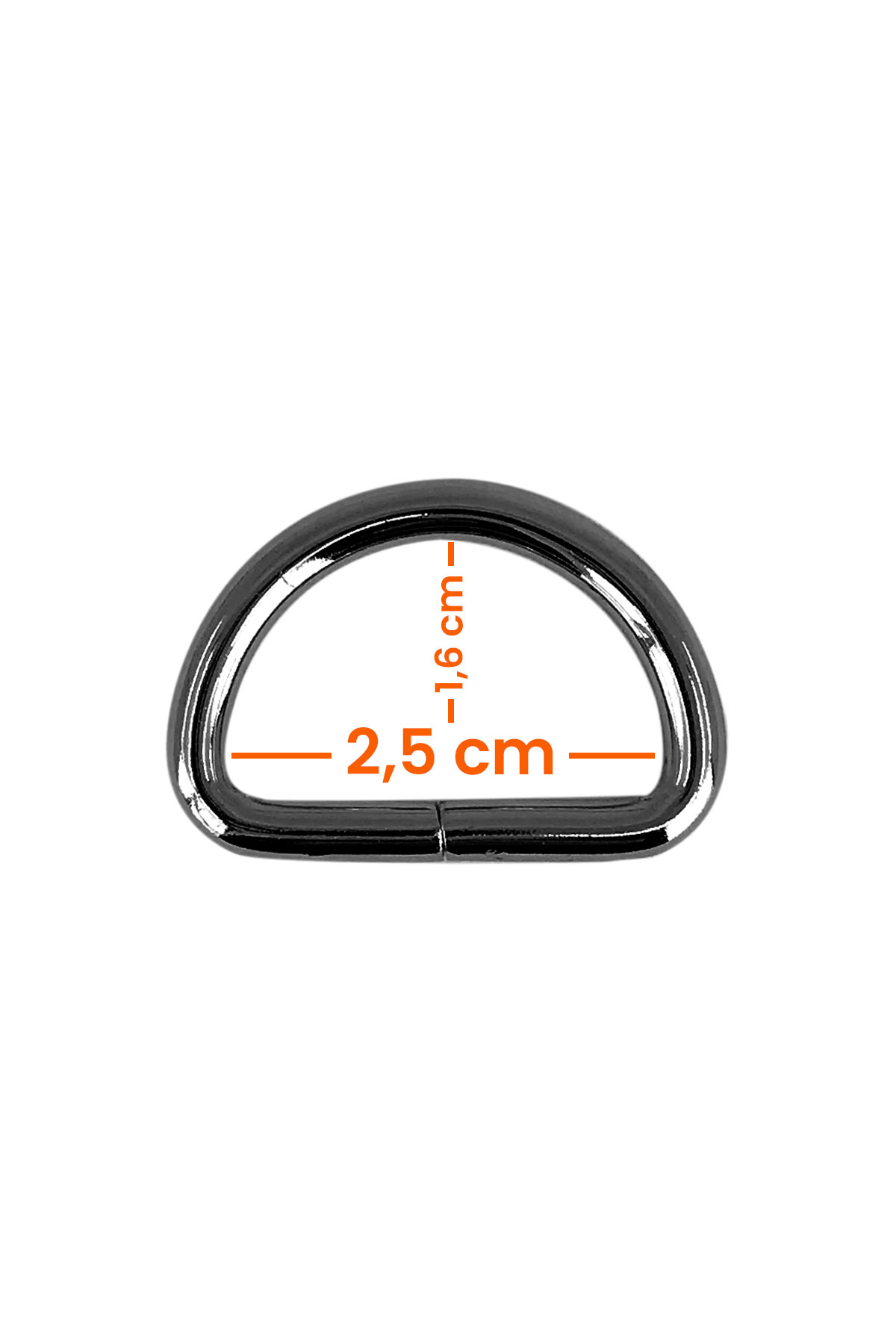 Likya 2cm-1.6cm-4mm D Halka Siyah Nikel - Thumbnail