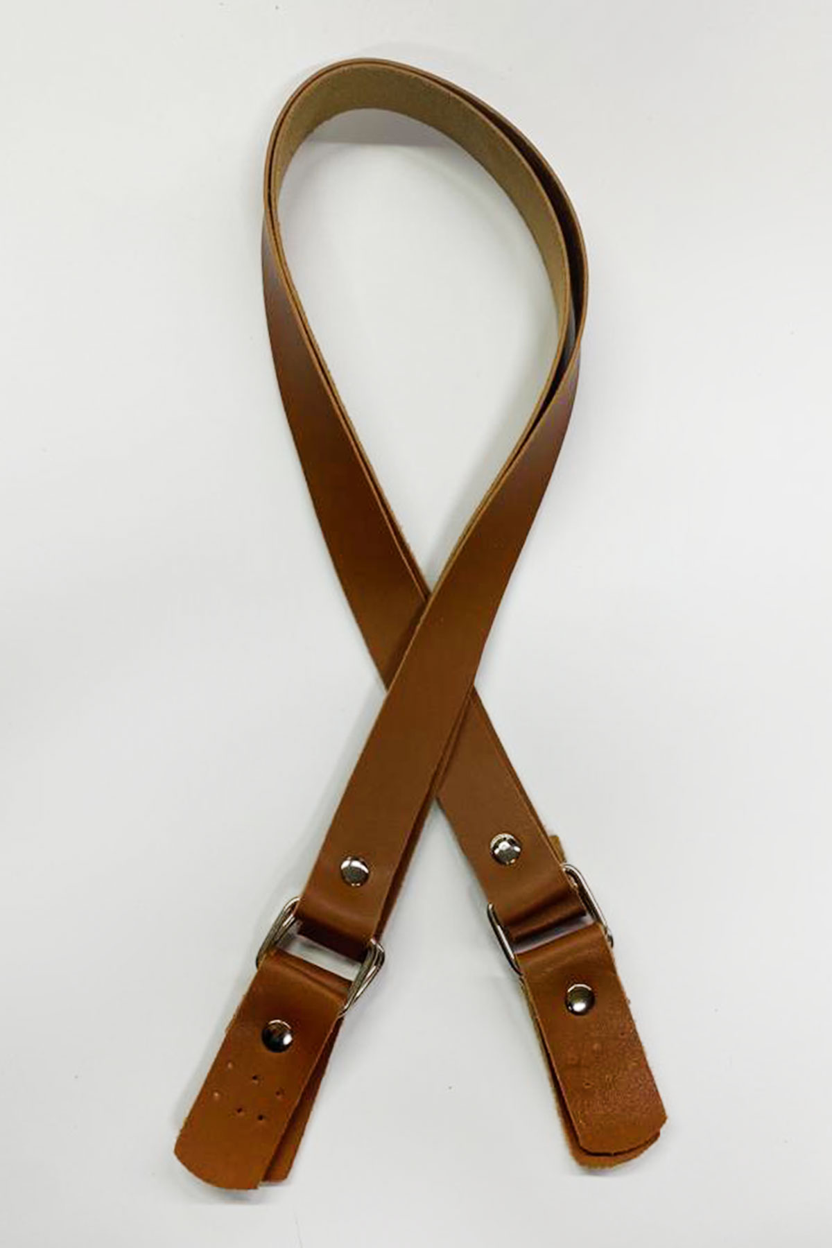 Likya Aparatlı Çanta Sapı Düz Toz Deri Çiftli - Thumbnail