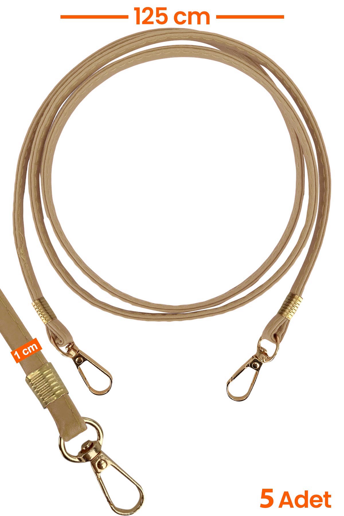 Likya Çanta Askısı Deri Klasik Model Gold Detaylı - Thumbnail