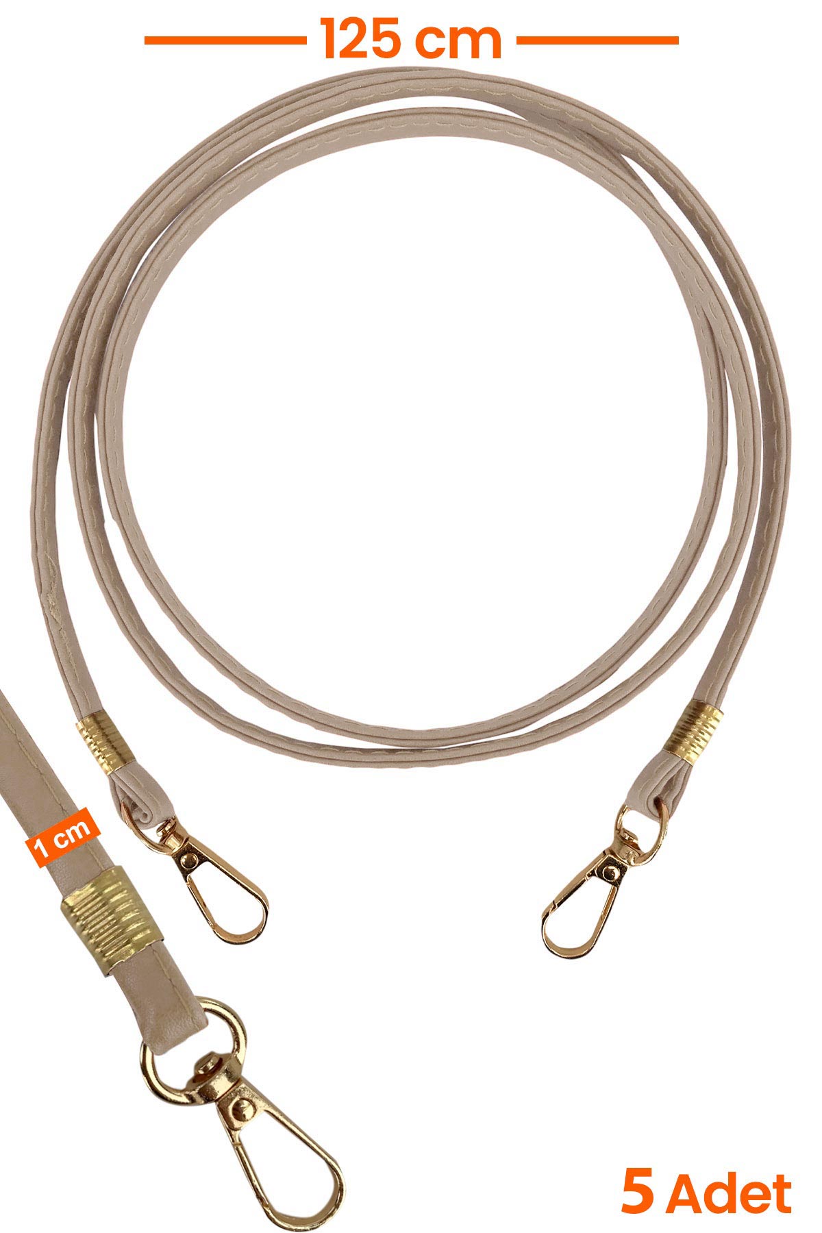 Likya Çanta Askısı Deri Klasik Model Gold Detaylı - Thumbnail