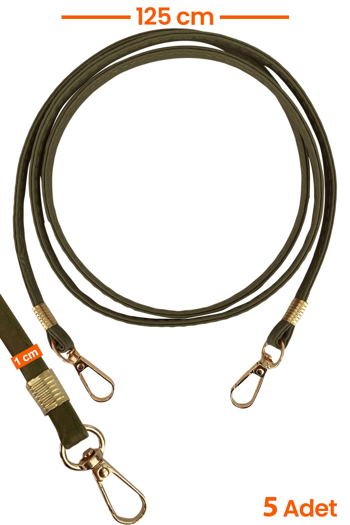 Likya Çanta Askısı Deri Klasik Model Gold Detaylı - Thumbnail