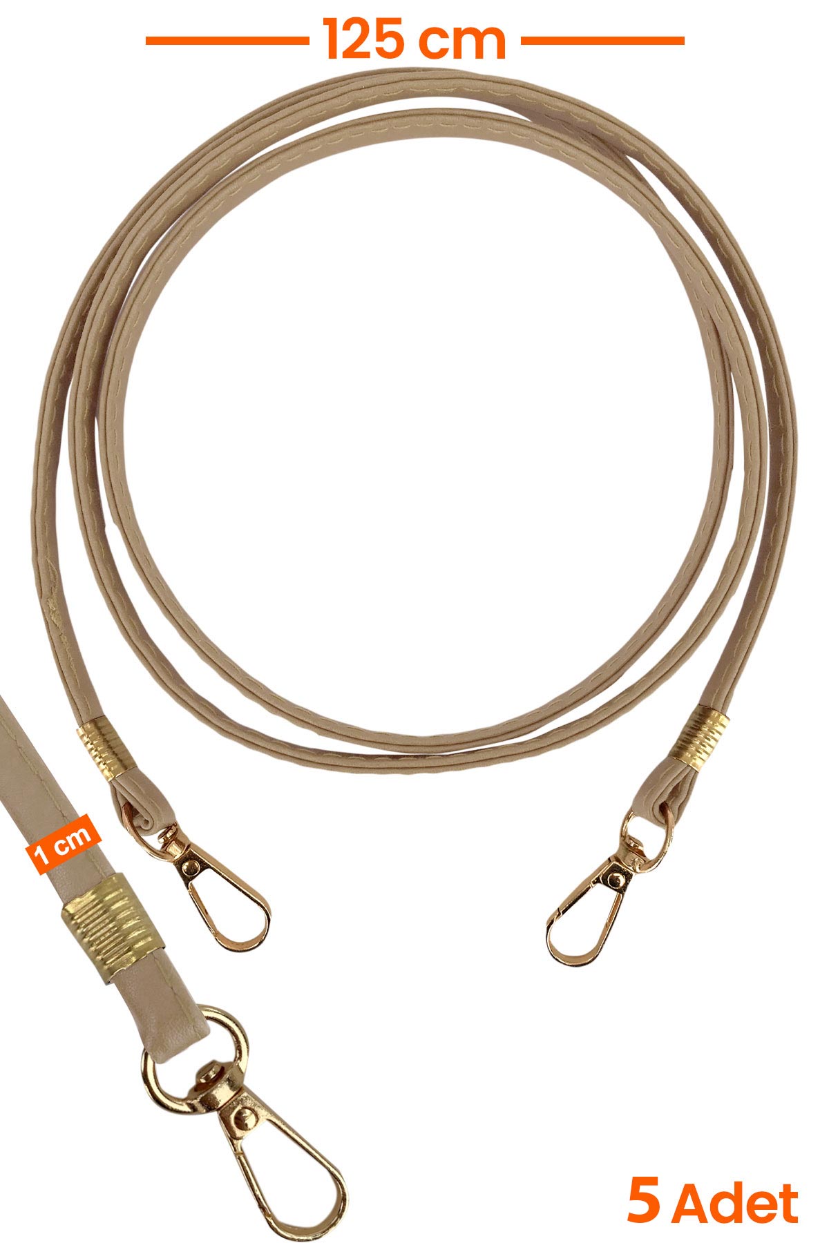 Likya Çanta Askısı Deri Klasik Model Gold Detaylı - Thumbnail