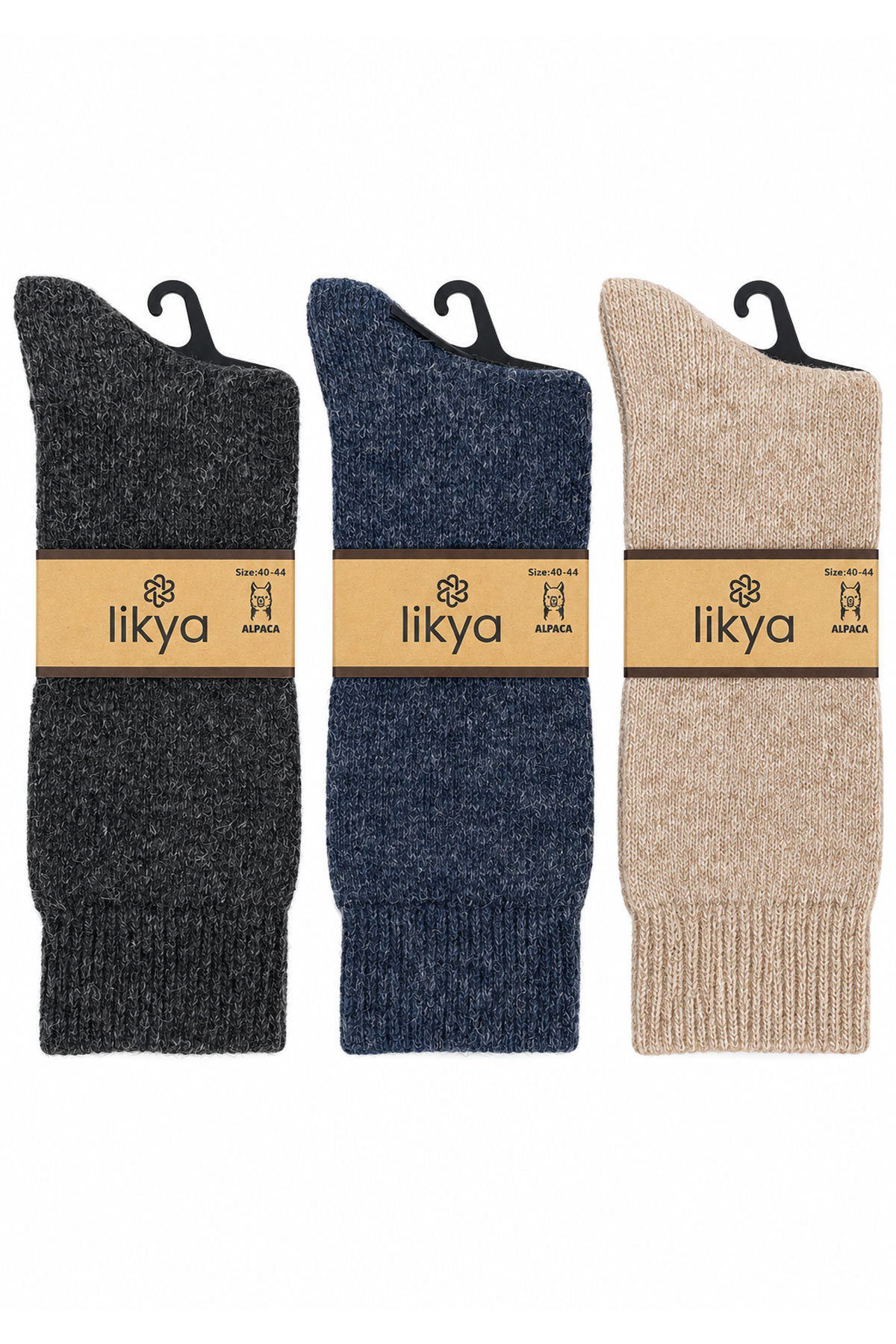 Likya Erkek Alpaca Yünlü Soket Düz Çorap - Thumbnail