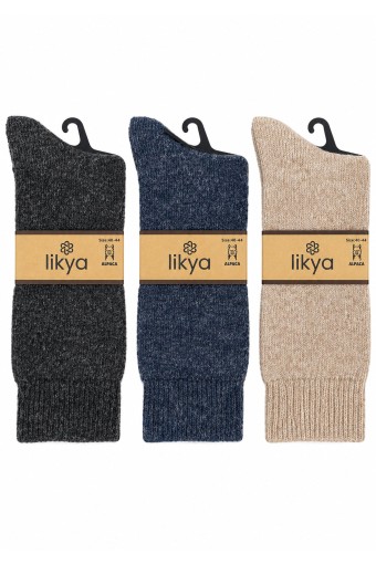 LİKYA ÇORAP - Likya Erkek Alpaca Yünlü Soket Düz Çorap (1)