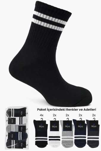 LİKYA ÇORAP - Likya Erkek Pamuklu Soket Tenis Çorabı - Çizgili LİKYA ÇORAP - Likya Erkek Pamuklu Soket Tenis Çorabı - Çizgili