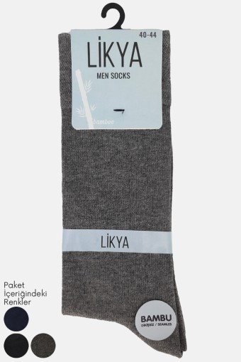 LİKYA ÇORAP - Likya Erkek Garson Bambu Soket Çorap - Düz
