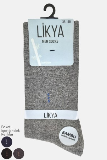 LİKYA ÇORAP - Likya Erkek Garson Bambu Soket Çorap - Düz
