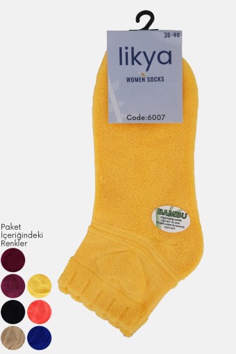 LİKYA ÇORAP - Likya Kadın Ters Havlu Bambu Yarım Konç Çorap - Kalpli LİKYA ÇORAP - Likya Kadın Ters Havlu Bambu Yarım Konç Çorap - Kalpli