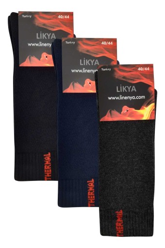 LİKYA ÇORAP - Likya Erkek Pamuklu Termal Soket Çorap - Yazılı (1)