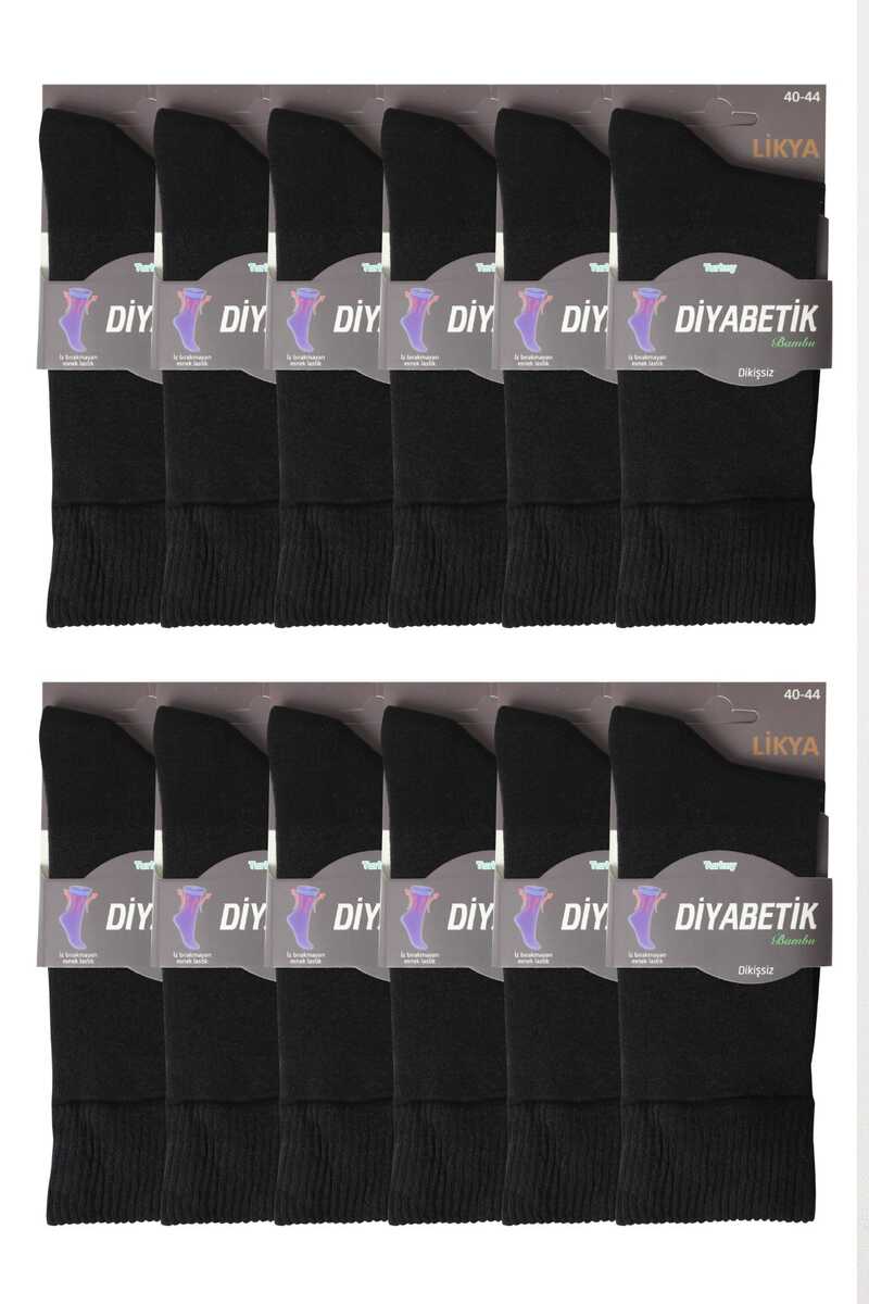 Likya Erkek Çorap Soket Diyabetik Lastiksiz Bambu Düz - Thumbnail