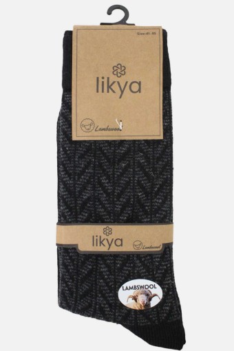 LİKYA ÇORAP - Likya Erkek Soket Çorap Desenli Lambswool Yün (1)