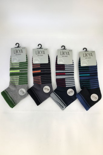 LİKYA ÇORAP - Likya Erkek Taban Altı Havlu Patik Çorap - Desenli (1)