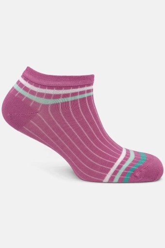 LİKYA ÇORAP - Likya Kadın Bambu Patik Çorap Bambu Çizgili