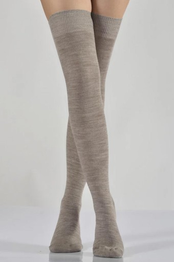 LİKYA ÇORAP - Likya Kadın Diz üstü Çorap Pamuklu Düz