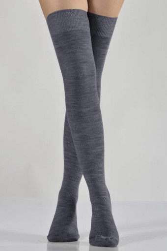 LİKYA ÇORAP - Likya Kadın Diz üstü Çorap Pamuklu Düz (1)