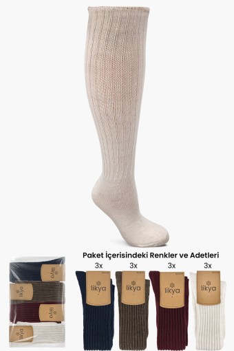 LİKYA ÇORAP - Likya Kadın Dizaltı Çorap Derbili Akrilik