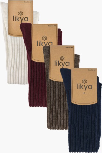 LİKYA ÇORAP - Likya Kadın Dizaltı Çorap Derbili Akrilik (1)