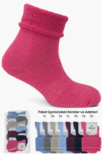 LİKYA ÇORAP - Likya Kadın Havlu Yarım Konç Çorap Düz Pamuklu Kıvrık LİKYA ÇORAP - Likya Kadın Havlu Yarım Konç Çorap Düz Pamuklu Kıvrık