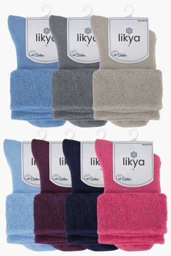 LİKYA ÇORAP - Likya Kadın Havlu Yarım Konç Çorap Düz Pamuklu Kıvrık (1) LİKYA ÇORAP - Likya Kadın Havlu Yarım Konç Çorap Düz Pamuklu Kıvrık (1)