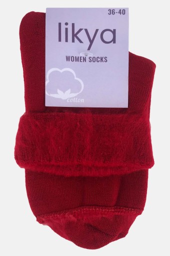 LİKYA ÇORAP - Likya Kadın Soket Çorap Düz Akrilik Uyku Çorabı (1)