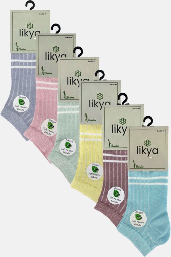 LİKYA ÇORAP - Likya Kadın Patik Çorap Bambu Derbyli (1)