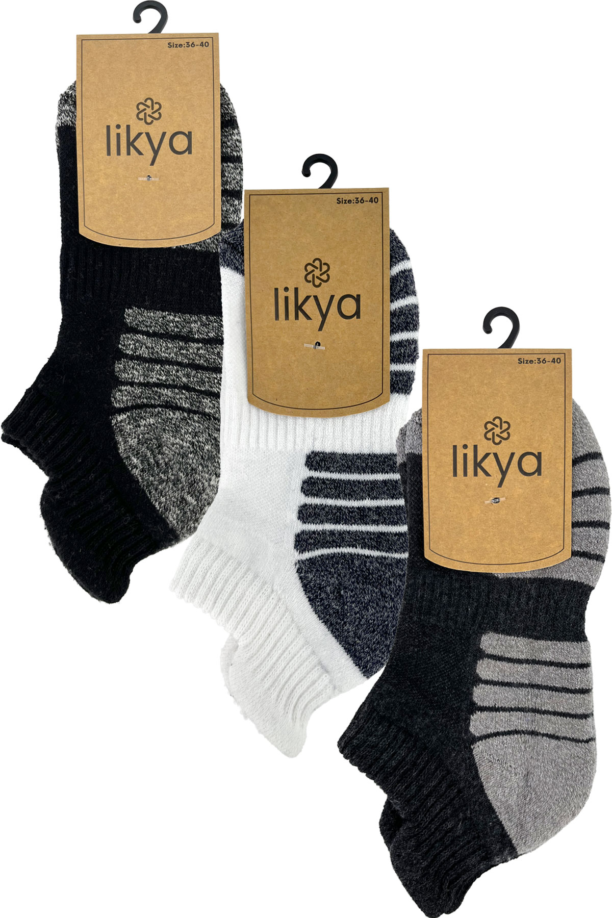 Likya Kadın Patik Çorap Taban Altı Havlu Muline - Thumbnail