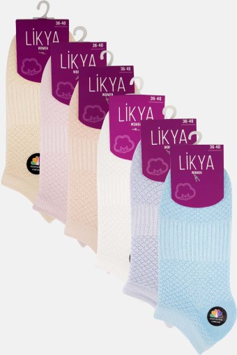 LİKYA ÇORAP - Likya Kadın Pamuklu Lastikli Patik Çorap - Petek