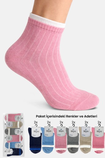 LİKYA ÇORAP - Likya Kadın Soket Çorap Çift Lastikli Derby Pamuklu