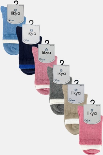 LİKYA ÇORAP - Likya Kadın Soket Çorap Çift Lastikli Derby Pamuklu (1)