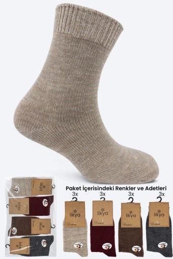 LİKYA ÇORAP - Likya Kadın Soket Çorap Düz Lambswool Yün