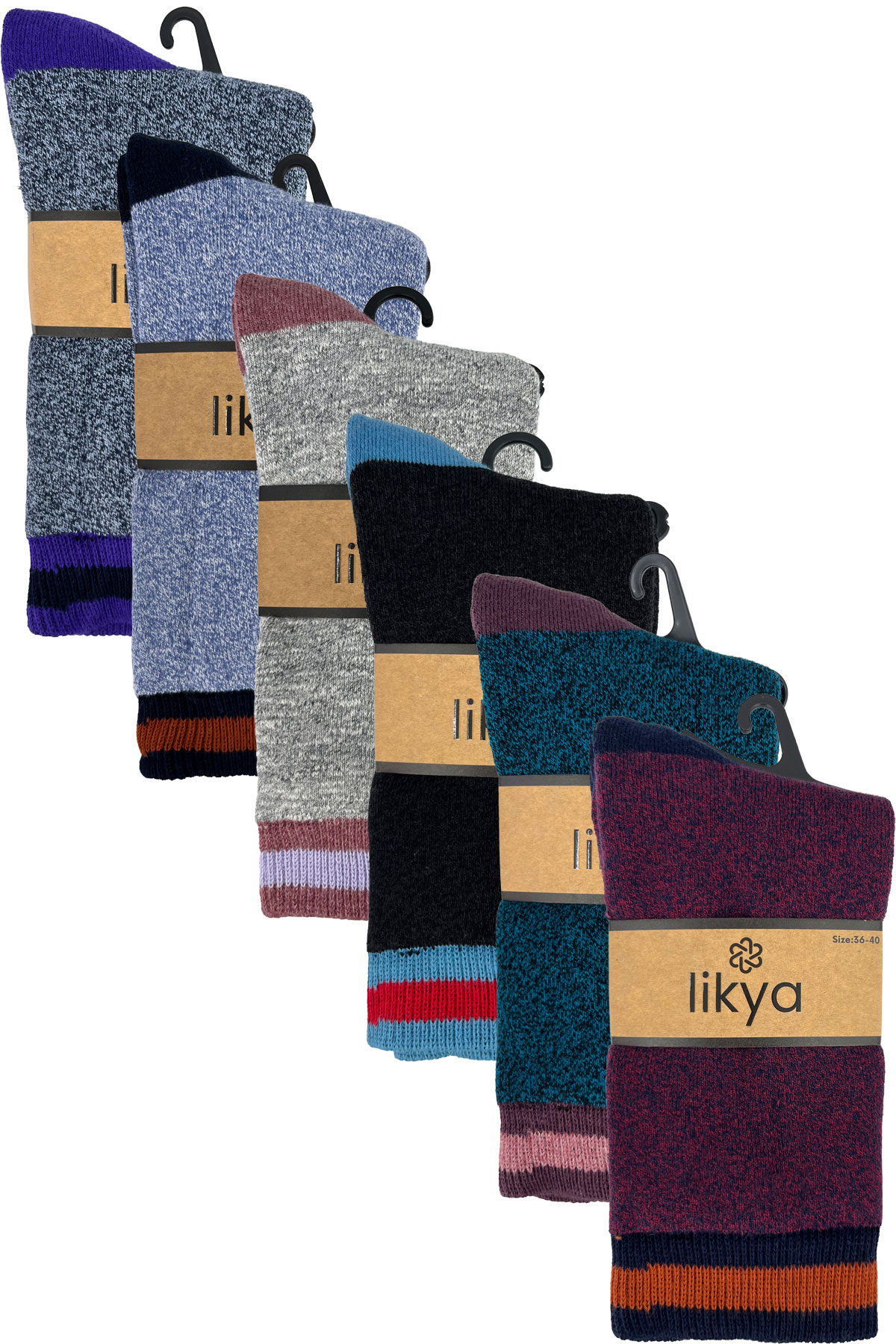 Likya Kadın Soket Çorap Havlu Lastik Çemberli Muline - Thumbnail