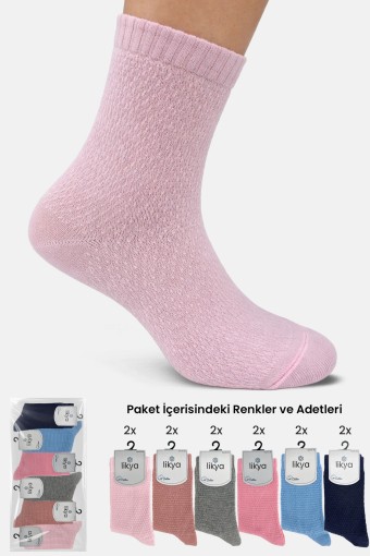 LİKYA ÇORAP - Likya Kadın Soket Çorap Kabartma Desen Pamuklu