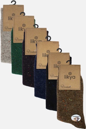 LİKYA ÇORAP - Likya Kadın Soket Çorap Desenli Lambswool Yün (1)