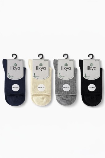LİKYA ÇORAP - Likya Kadın Yarım Konç Çorap Bambu Yumuşak Kıvrık Lastiksiz Desenli (1)