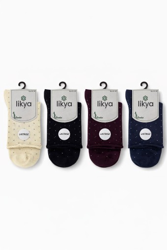 LİKYA ÇORAP - Likya Kadın Yarım Konç Çorap Bambu Yumuşak Kıvrık Lastiksiz Desenli (1)