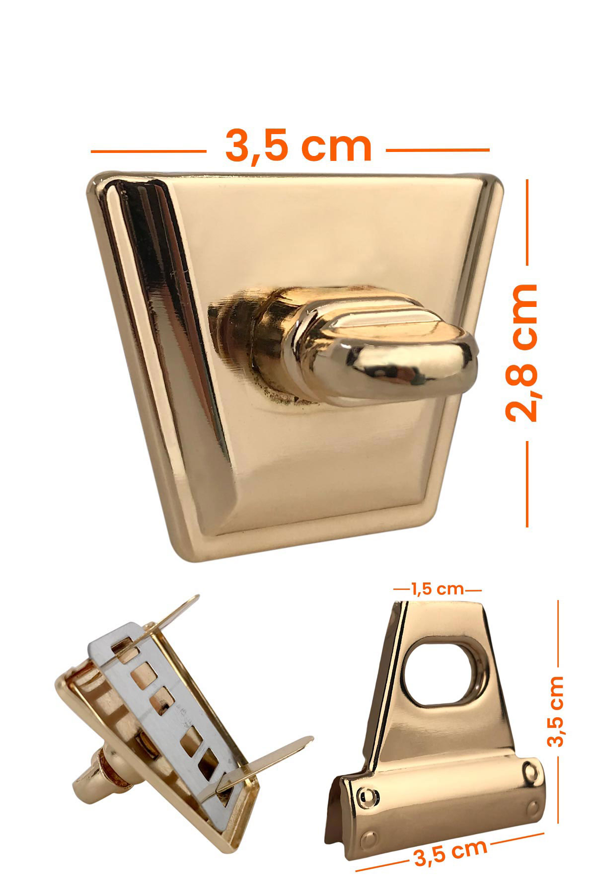 Likya Küçük Üçgen Kilit Açık Altın - Thumbnail