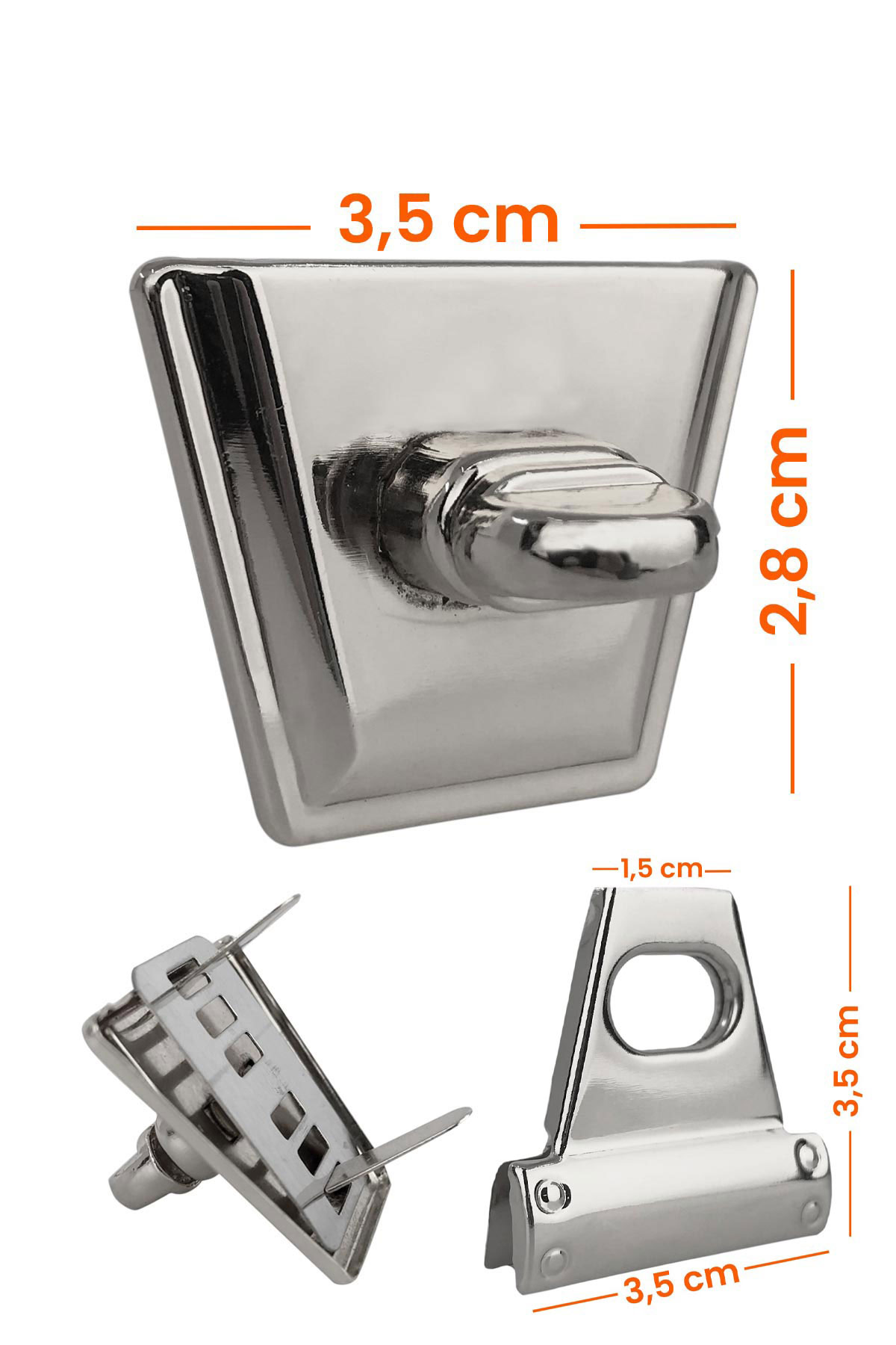 Likya Küçük Üçgen Kilit Nikel - Thumbnail