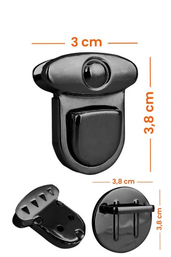 LİKYA HOBİ - Likya Küçük Yuvarlak Kilit Siyah Nikel