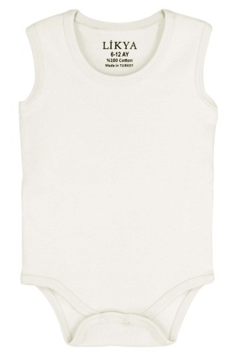 LİKYA BEBE - Likya Unisex Bebek Askılı Pamuklu Çıtçıtlı Body - Ekru