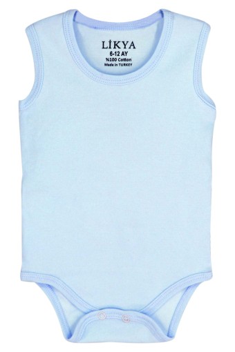 LİKYA BEBE - Likya Unisex Bebek Askılı Pamuklu Çıtçıtlı Body - Mavi